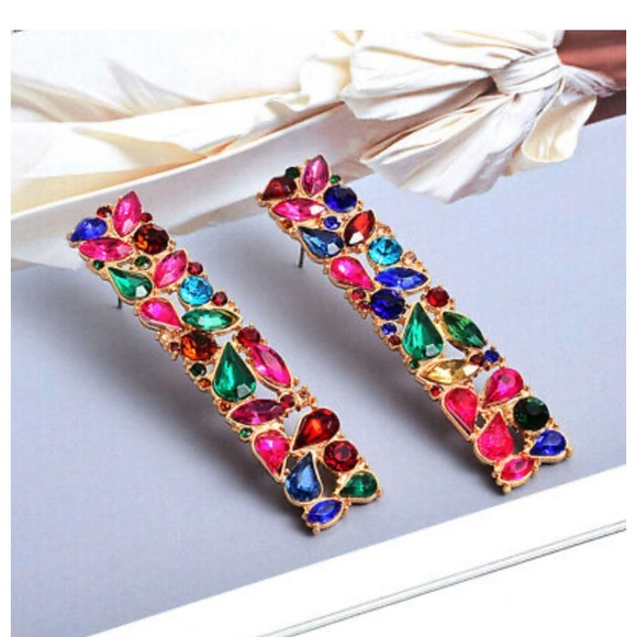 NEW 18k gold plated multicolored Luxury Earrings - Picture 2 of 6